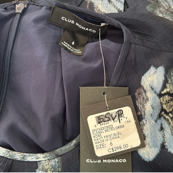 NWT Club Monaco Belted Floral Dress - Picture 6 of 7